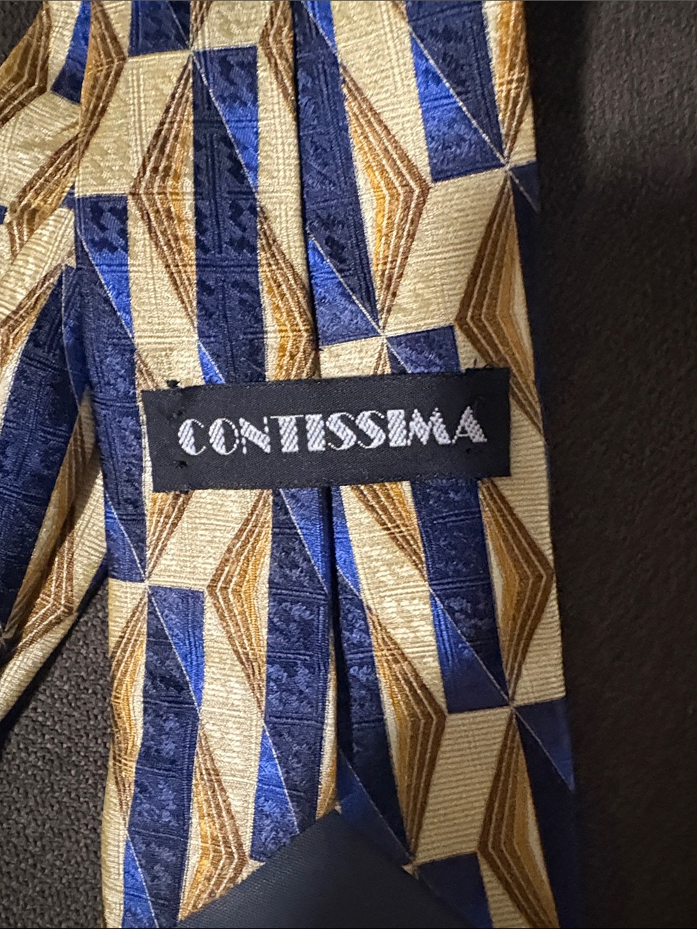 Contissima Geometric Blue and Gold Men's Tie - Picture 2 of 4